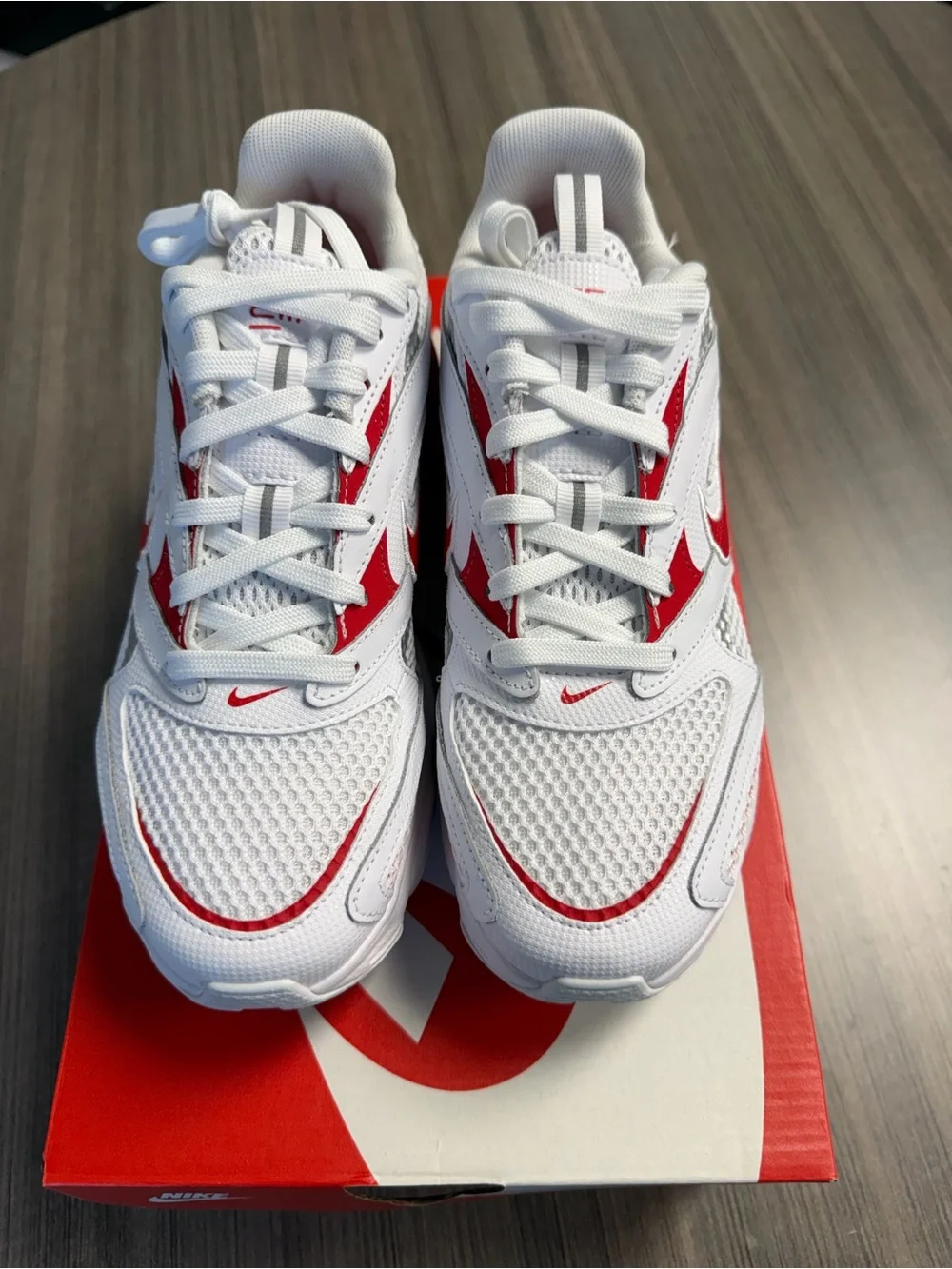 Nike Kids White and Red Mesh Sneaker